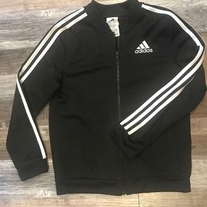 Adidas striped full zip track jacket black white